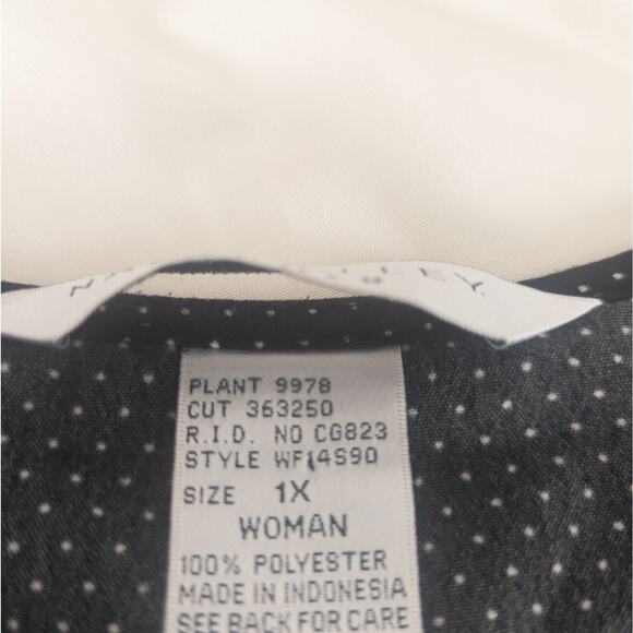 Nappa Valley Shirt Womens Plus 1X Black Top Polka Dot Sleeveless‎ Round Neck - Picture 5 of 9